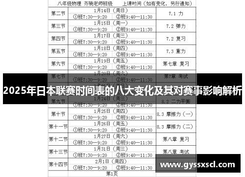2025年日本联赛时间表的八大变化及其对赛事影响解析